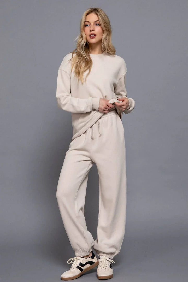 Women's Sweaters - Long Sleeve Round Neck Soft Knit Top - beige - Cultured Cloths Apparel