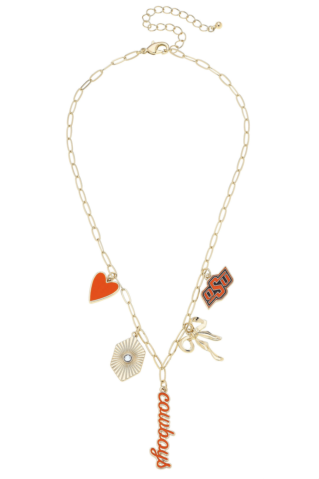 Accessories, Necklaces - Oklahoma State Cowboys Paper Clip Charm Collector Necklace - - Cultured Cloths Apparel