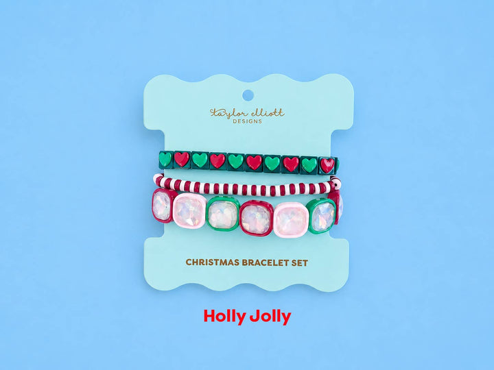 Enamel Stretch Bracelets - Holiday - 3 Pc Set