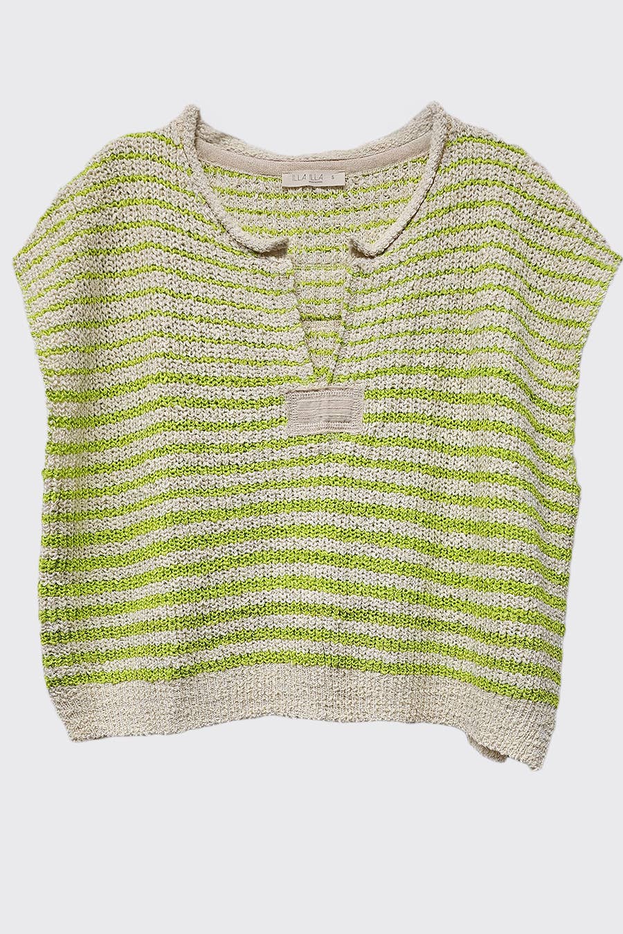 - Striped Cap sleeve Slouchy Sweater - Ecru Lime - Cultured Cloths Apparel