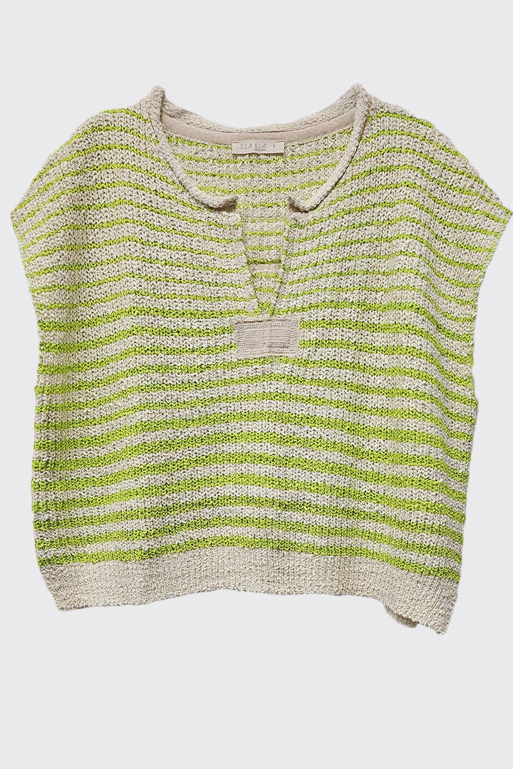 - Striped Cap sleeve Slouchy Sweater - Ecru Lime - Cultured Cloths Apparel