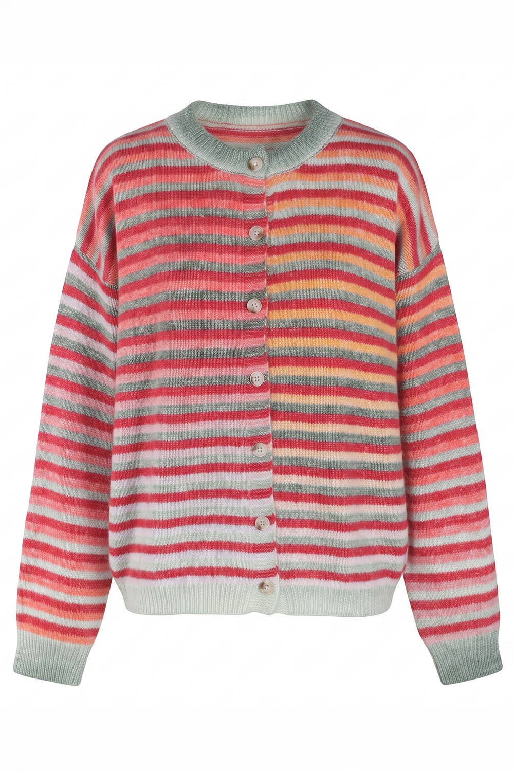 Cardigans - Space-Dye Striped Button-Down Cardigan - - Cultured Cloths Apparel