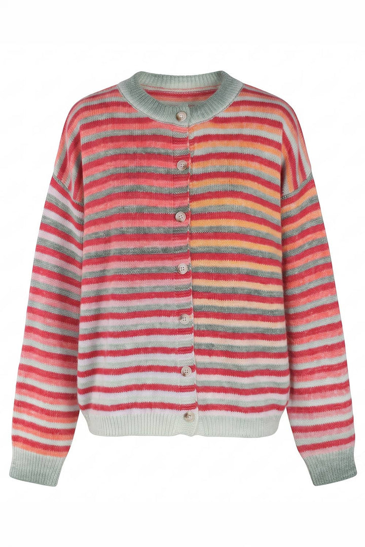 Cardigans - Space-Dye Striped Button-Down Cardigan - - Cultured Cloths Apparel