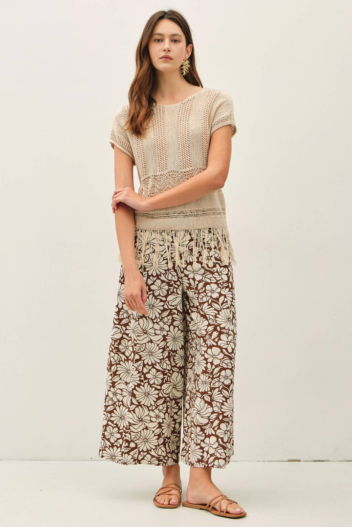 Pants - BLOOM WIDE LEG CROPPED PANTS - - Cultured Cloths Apparel