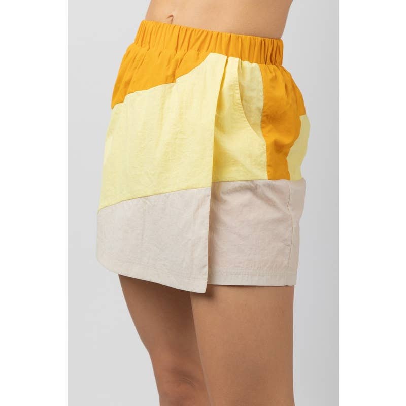 Women's Skirts - Curved Color Block Activewear Skort - - Cultured Cloths Apparel