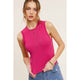Women's Sleeveless - Stretchy Ribbed Fabric Spring Summer Sleeveless Top - Fuchsia - Cultured Cloths Apparel