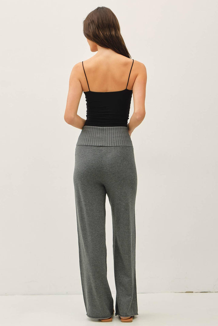 FINE KNIT FOLD OVER RIBBED WAIST SWEATER PANTS