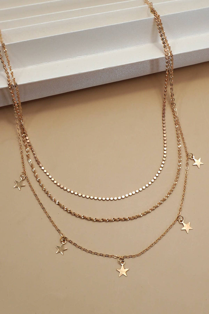 Accessories, Necklaces - 18K STAINLESS STEEL TARNISH FREE STAR NECKLACE | 40NK9587 - - Cultured Cloths Apparel