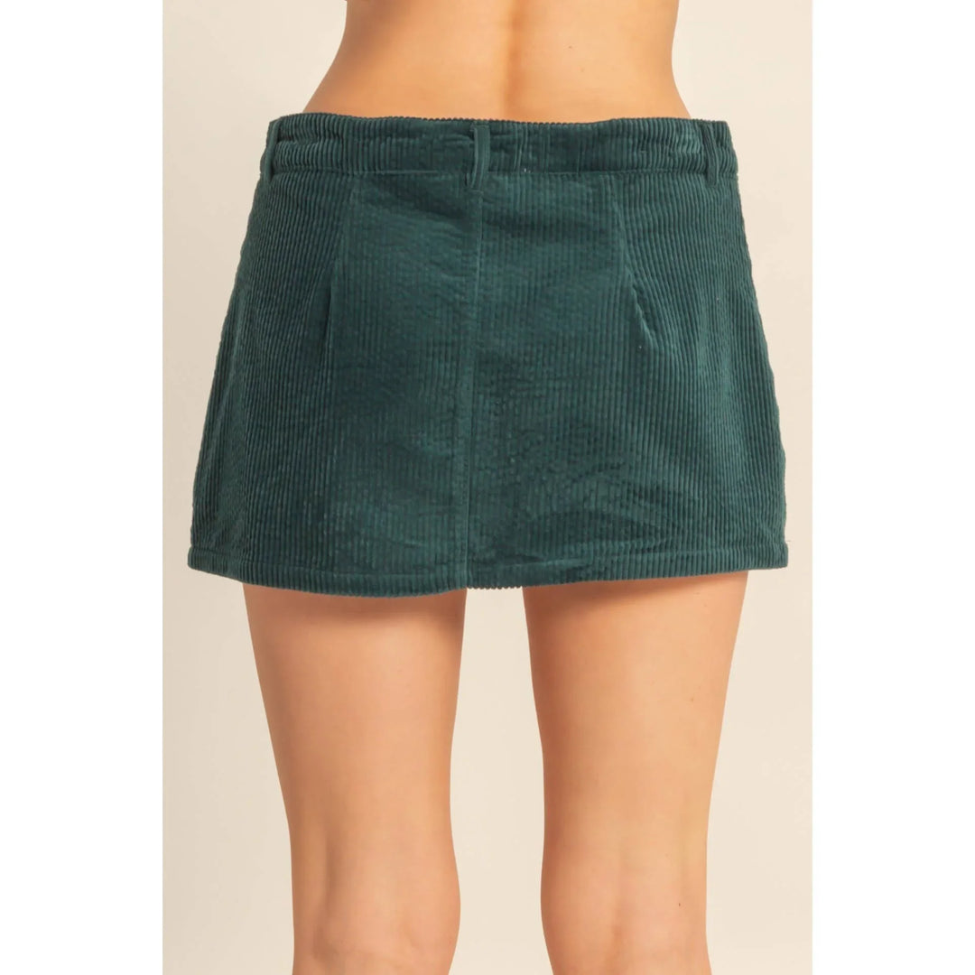 Women's Skirts - Flirty Corduroy Mid Waist Mini Skort - - Cultured Cloths Apparel