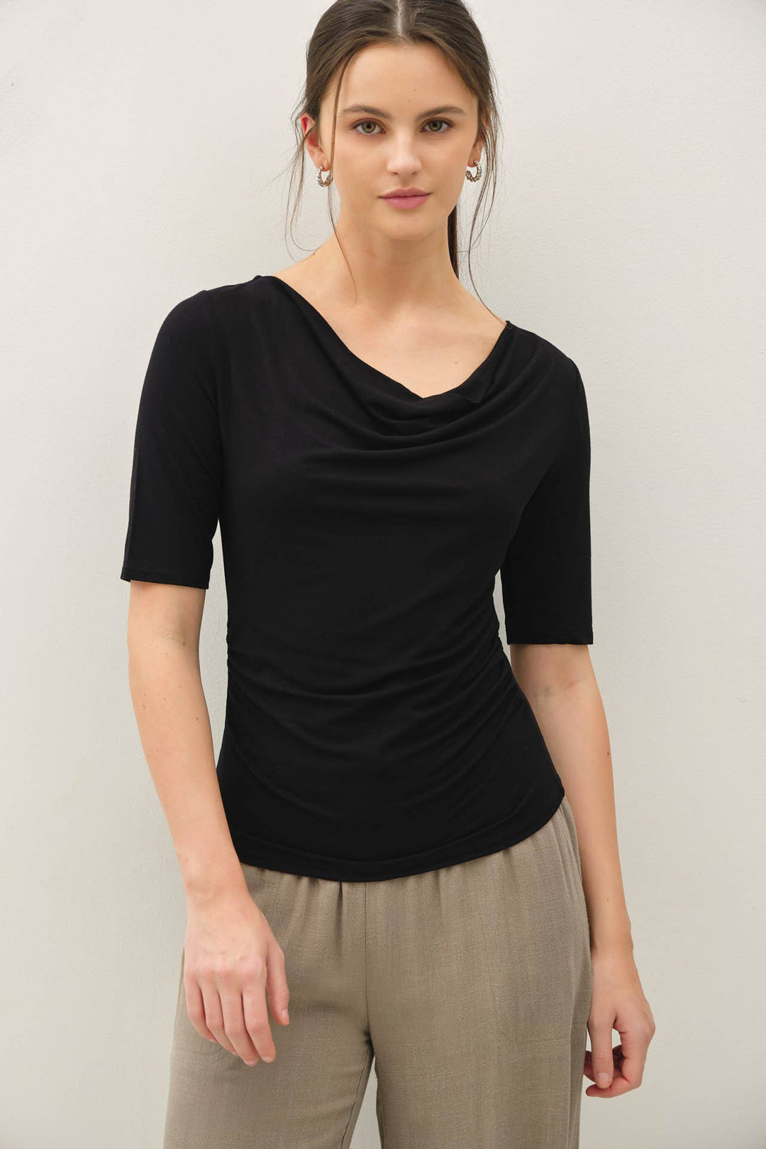 COWL NECK 3/4 SLEEVE TOP