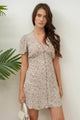 Women's Dresses - FLORAL V NECK BUTTON DOWN BACK TIE MINI DRESS -  - Cultured Cloths Apparel