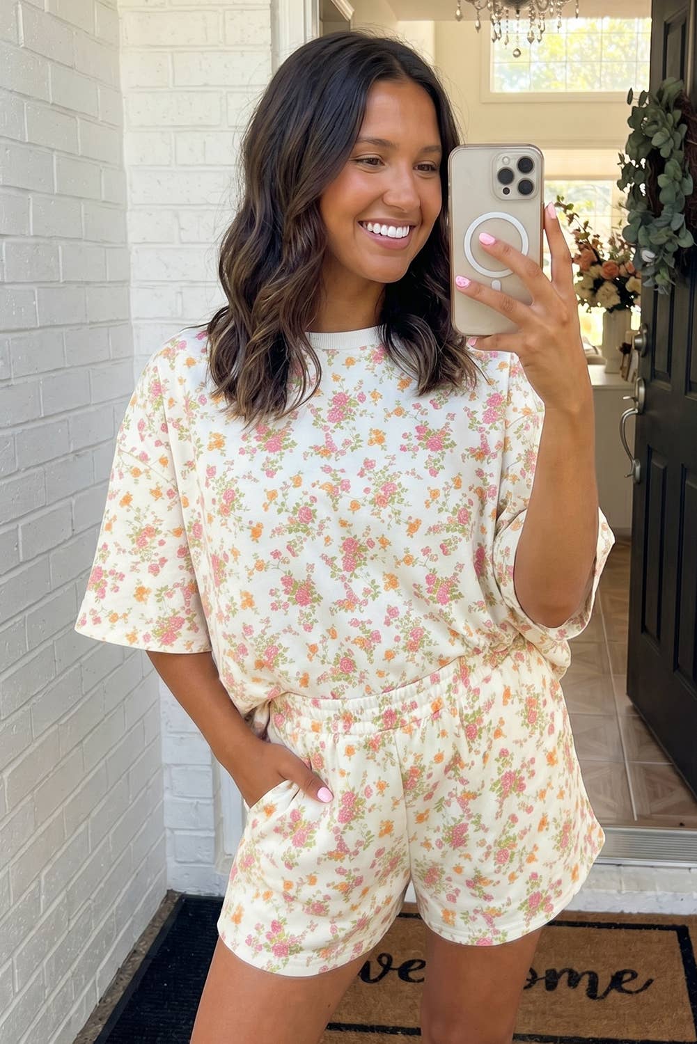 Floral Oversized Tee and Shorts Set (S-XL)
