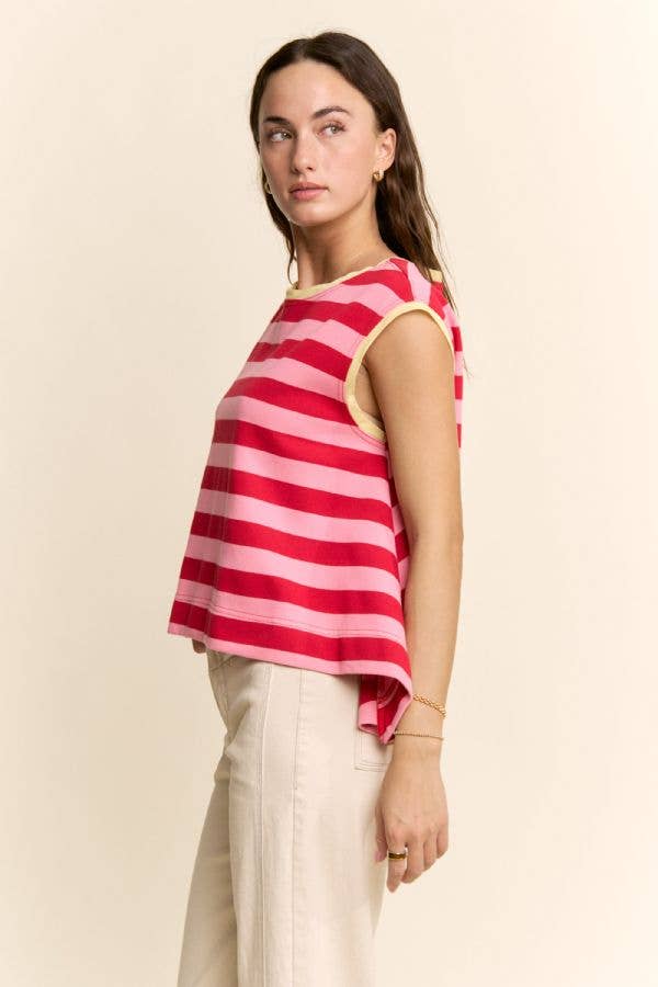 STRIPED SLEEVELESS RELAXED FIT TOP