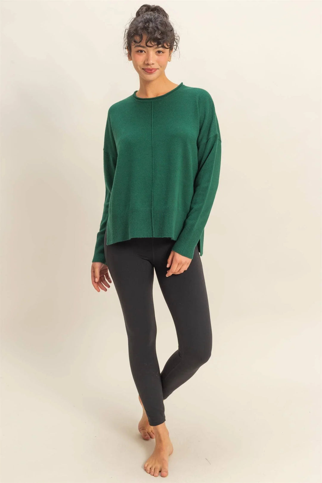 Women's Sweaters - Round Roll Neck Drop Shoulder Sweater - - Cultured Cloths Apparel