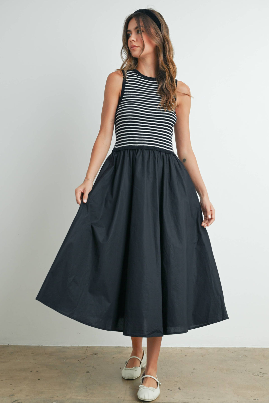 Dresses - Striped Sleeveless Maxi Dress with PocketS - - Cultured Cloths Apparel