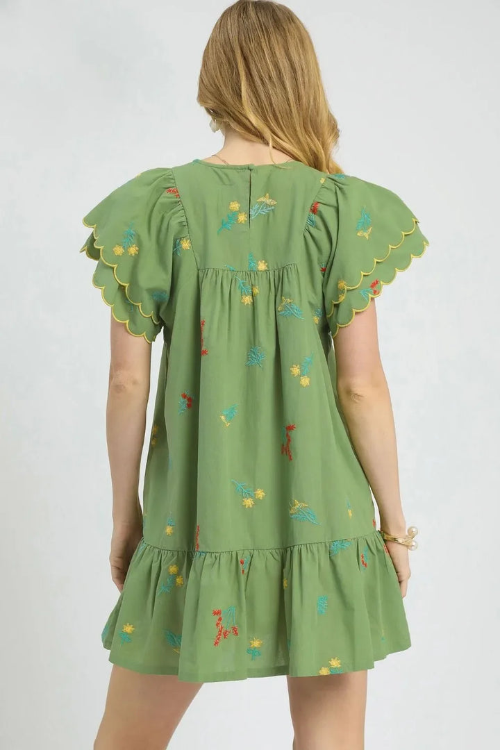 Women's Dresses - Umgee Floral Embroidered Short Sleeve Mini Dress - - Cultured Cloths Apparel