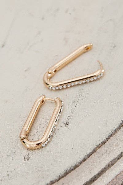 Accessories, Earrings - RHINESTONE HUGGIE HOOP EARRINGS | 31E22823 - - Cultured Cloths Apparel