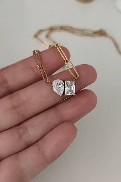 Accessories, Necklaces - 18K STAINLESS STEEL TARNISH FREE RHIN NECKLACE | 40NK9634 - - Cultured Cloths Apparel