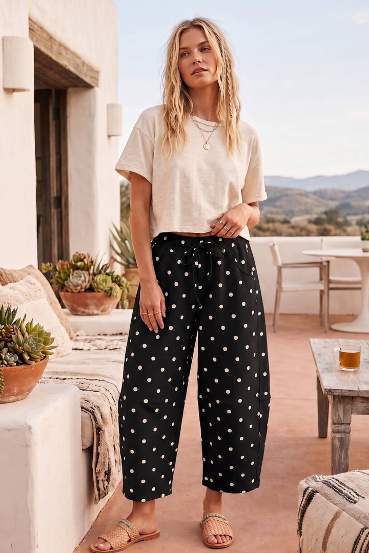 Polka Dot Heavy Scuba Barrel Lounge Pants