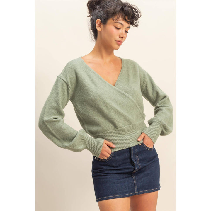 Women's Sweaters - Surplice V Neck Sweater - - Cultured Cloths Apparel