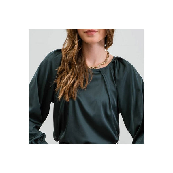 Women's Long Sleeve - Long Bishop Sleeve Blouse - Hunter Green - Cultured Cloths Apparel