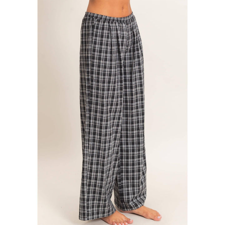 Elastic Waist Plaid Pants
