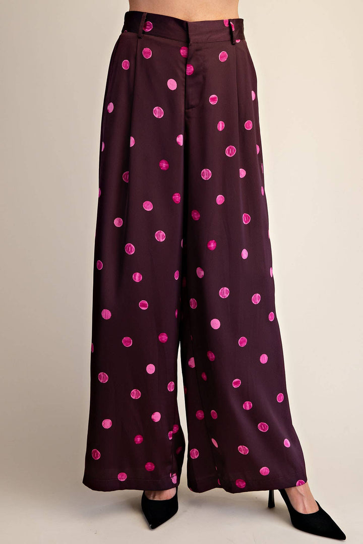 Tailored Wide Polka Dot High Waist Pants