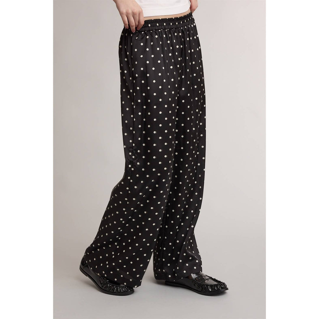 SATIN POLKA DOT WIDE LEG PANTS