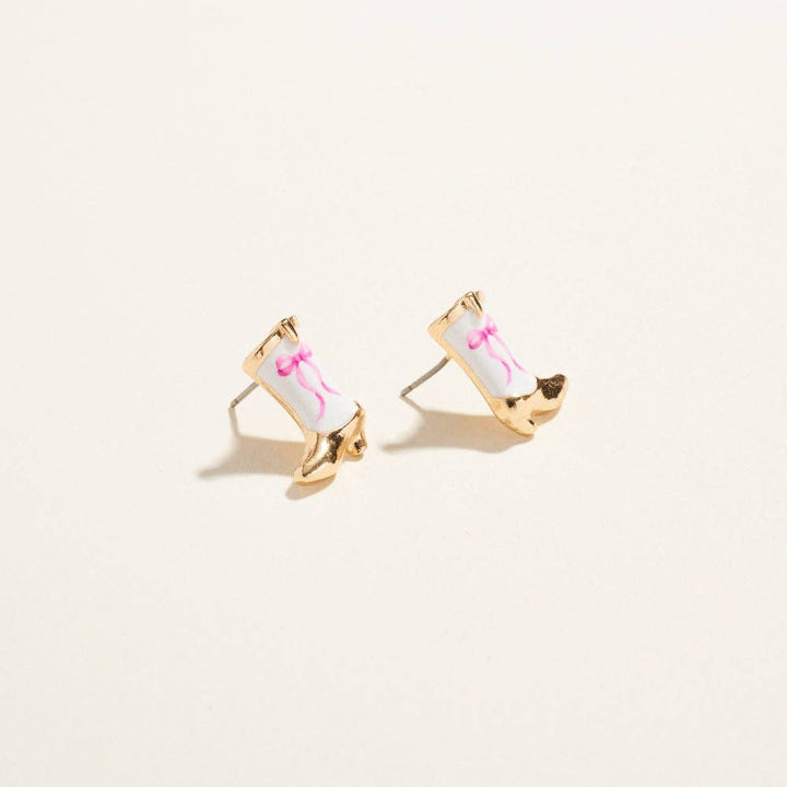 Western Enamel Cowgirl Boot Pattern Post Earrings