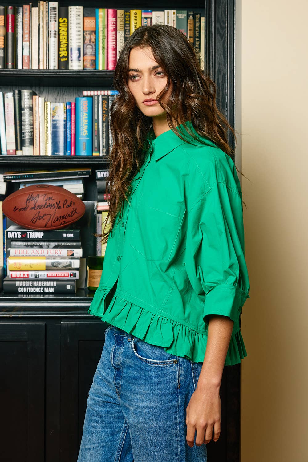 Women's Short Sleeve - Ruffled Hem Solid Poplin Blouse Shirt Top - - Cultured Cloths Apparel
