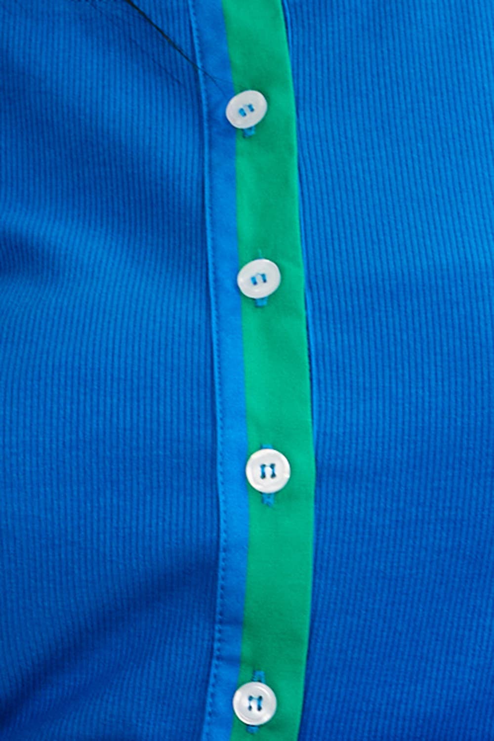 Contrast-Trim Button-Down Ribbed Top