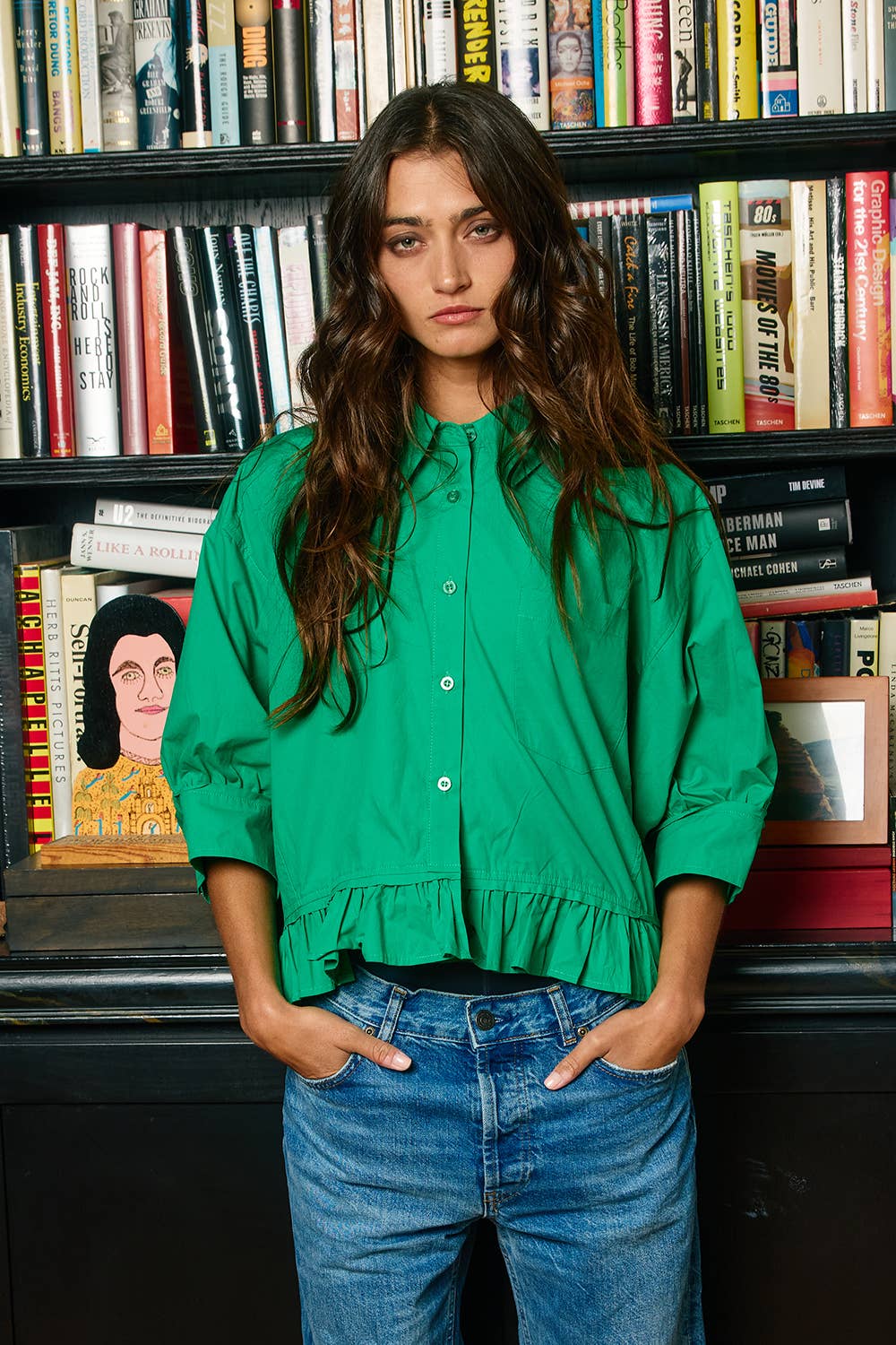 Women's Short Sleeve - Ruffled Hem Solid Poplin Blouse Shirt Top - - Cultured Cloths Apparel