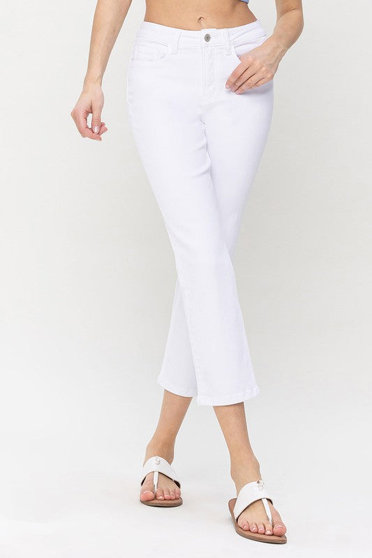 Denim - High Rise Crop Straight Jeans - OPTIC WHITE - Cultured Cloths Apparel