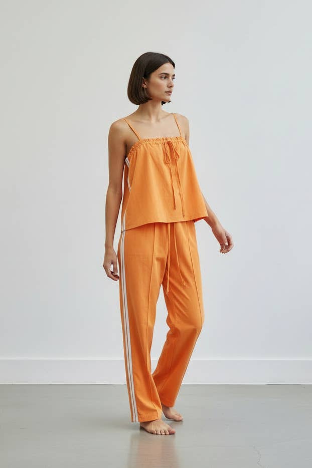 Solid Cotton Camisole & Wide-Leg Pant Set