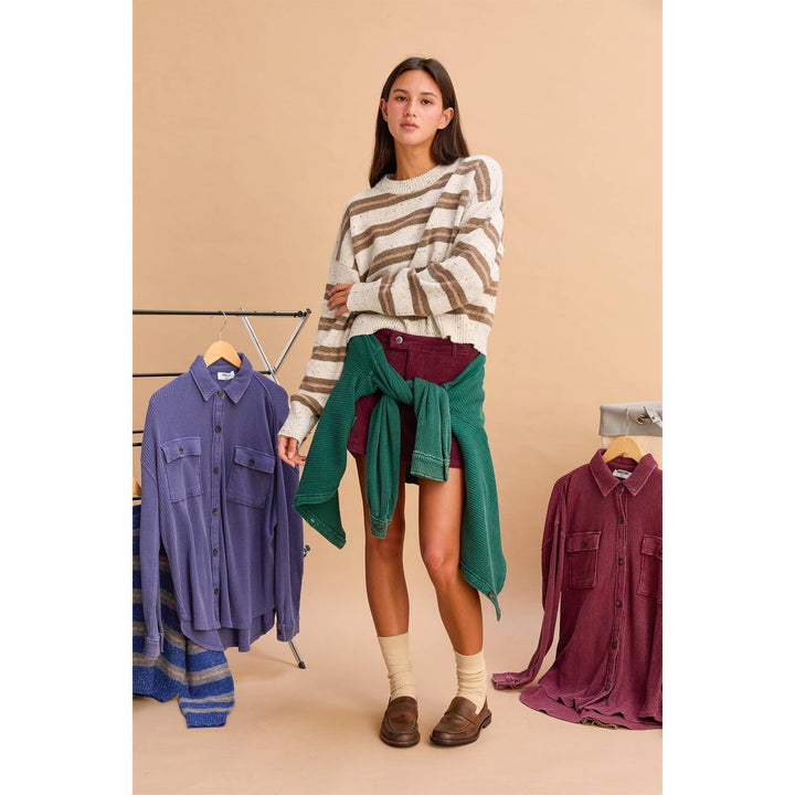 Striped Crew Neck Cozy Sweater