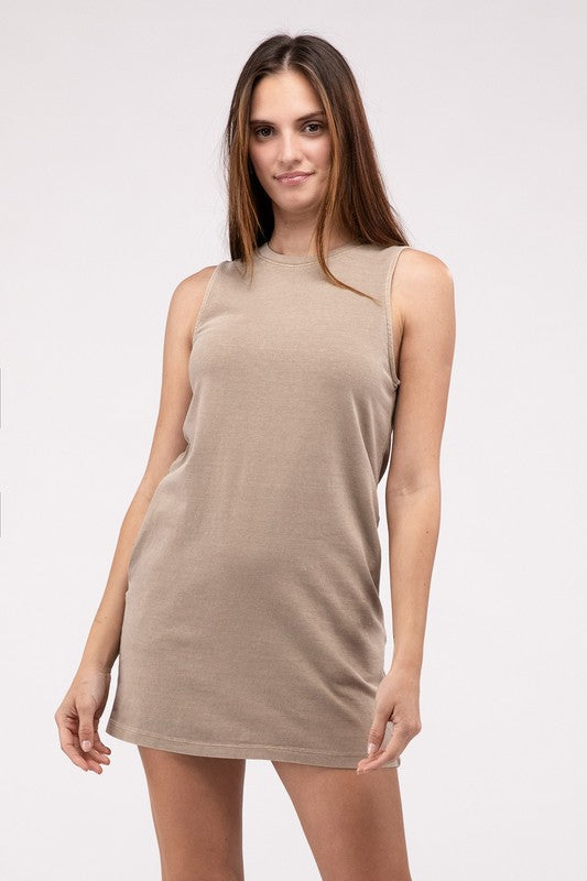 Women's Dresses - Sleeveless Mini Dress - MOCHA BROWN - Cultured Cloths Apparel