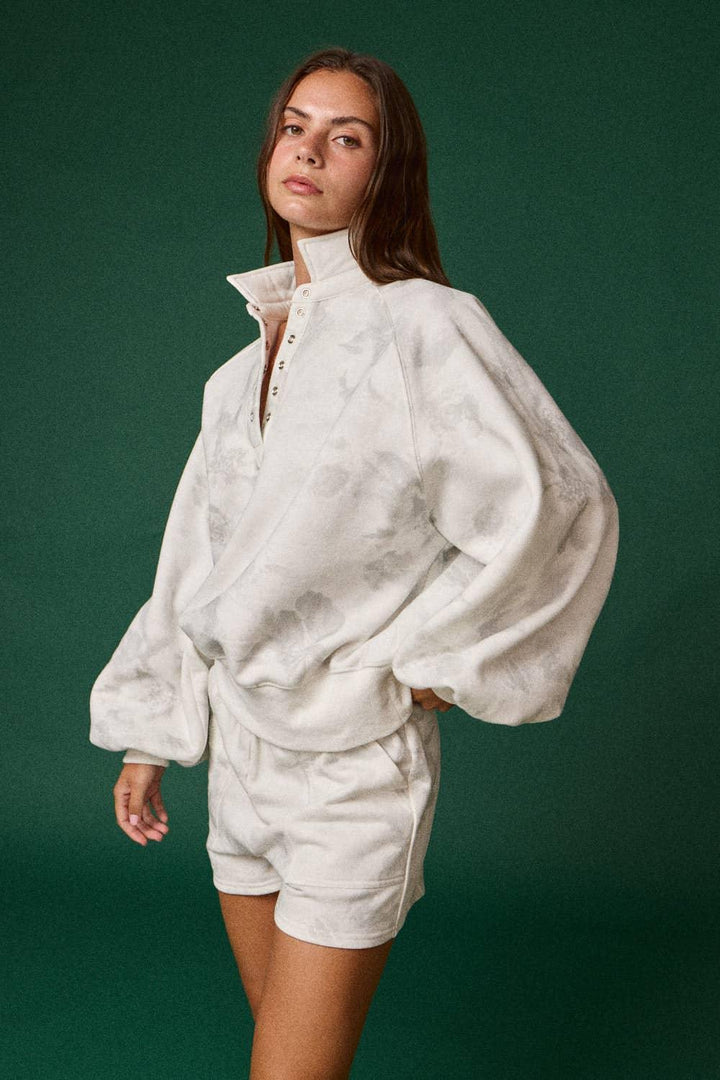 FLORAL PIPER SNAP BUTTON COLLARED SWEATER