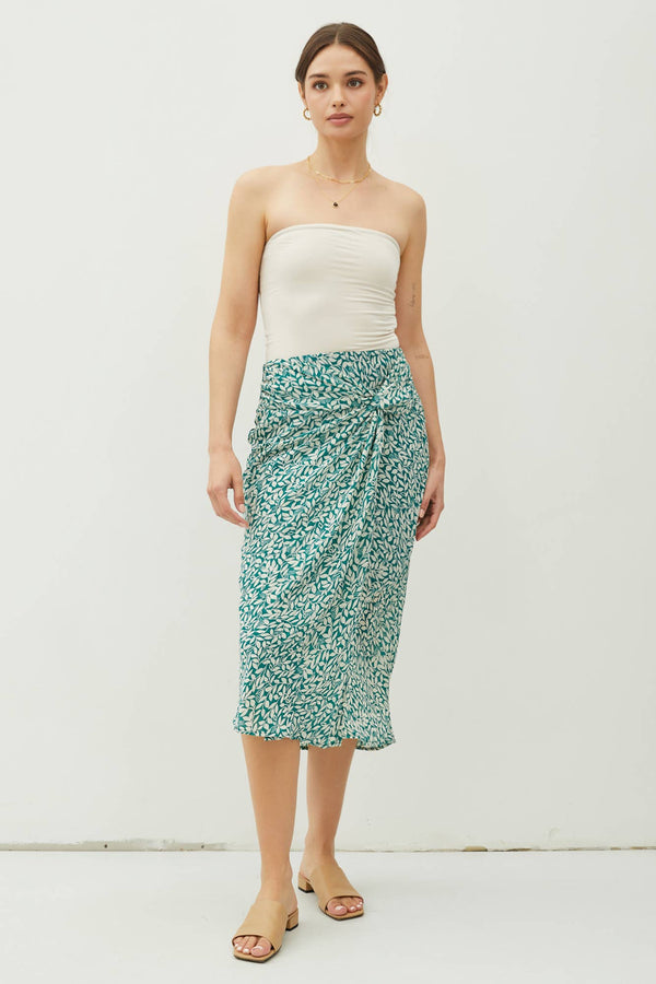 Women's Skirts - PRINT DRAPED SIDE KNOT MIDI SKIRT -  - Cultured Cloths Apparel
