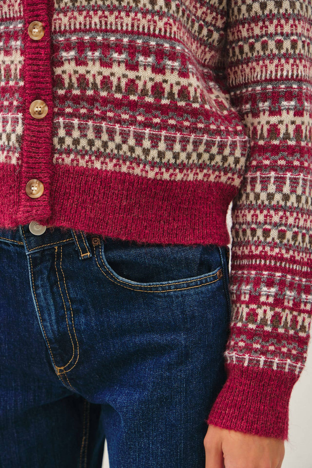 HERITAGE FAIR ISLE CROP CARDIGAN