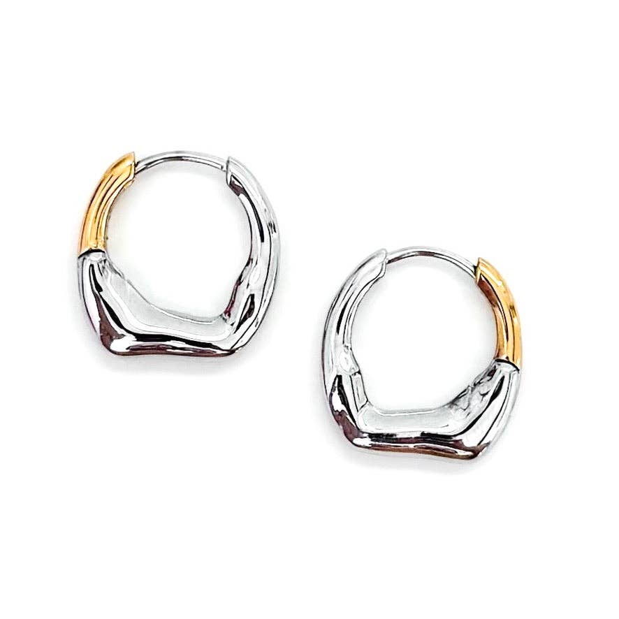 Accessories, Earrings - Elvo Irregular Huggie Hoops || Gold - - Cultured Cloths Apparel