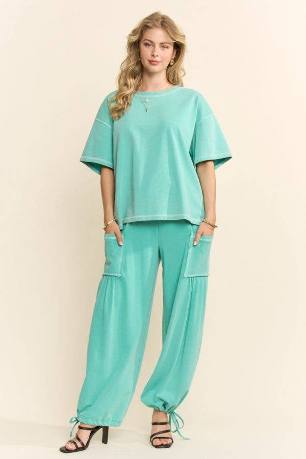 WASHED SHORT SLEEVE AND BALLOON PANTS SET