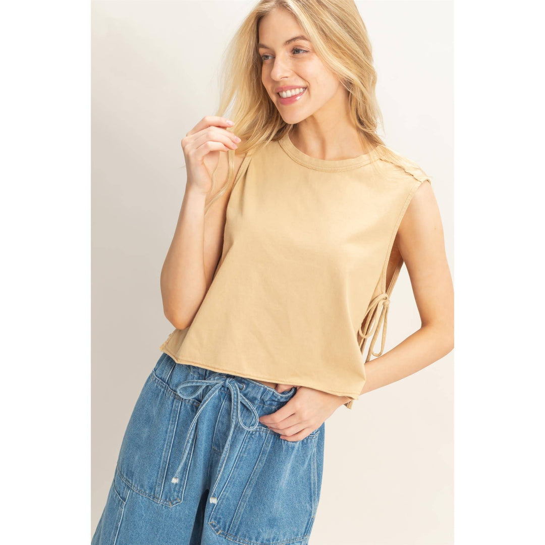 Women's Short Sleeve - Sleeveless Raw Edge Top - - Cultured Cloths Apparel