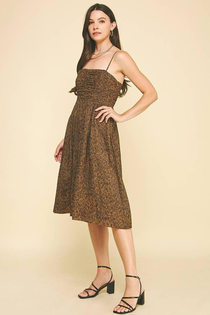 Women's Dresses - LEOPARD PRINT MIDI DRESS - - Cultured Cloths Apparel