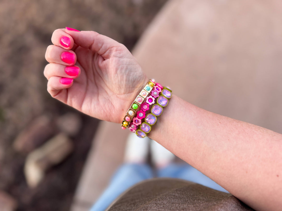 Accessories, Bracelets - Enamel Stretch Bracelet - Large Gems - Griffin - - Cultured Cloths Apparel