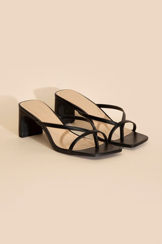 Shoes - GADGET-S Thong Mule Heels - BLACK - Cultured Cloths Apparel