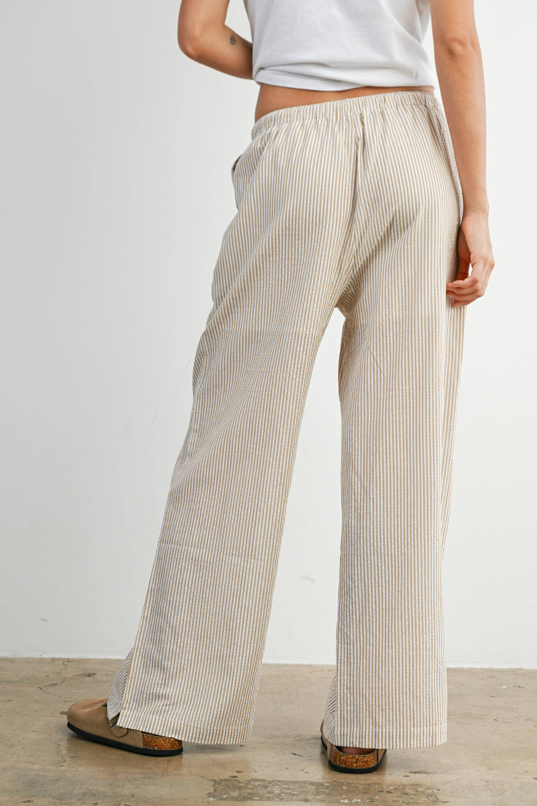 Pants - Drawstring Waist Striped Pants - - Cultured Cloths Apparel