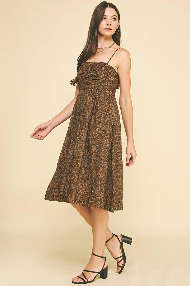 Women's Dresses - LEOPARD PRINT MIDI DRESS - - Cultured Cloths Apparel