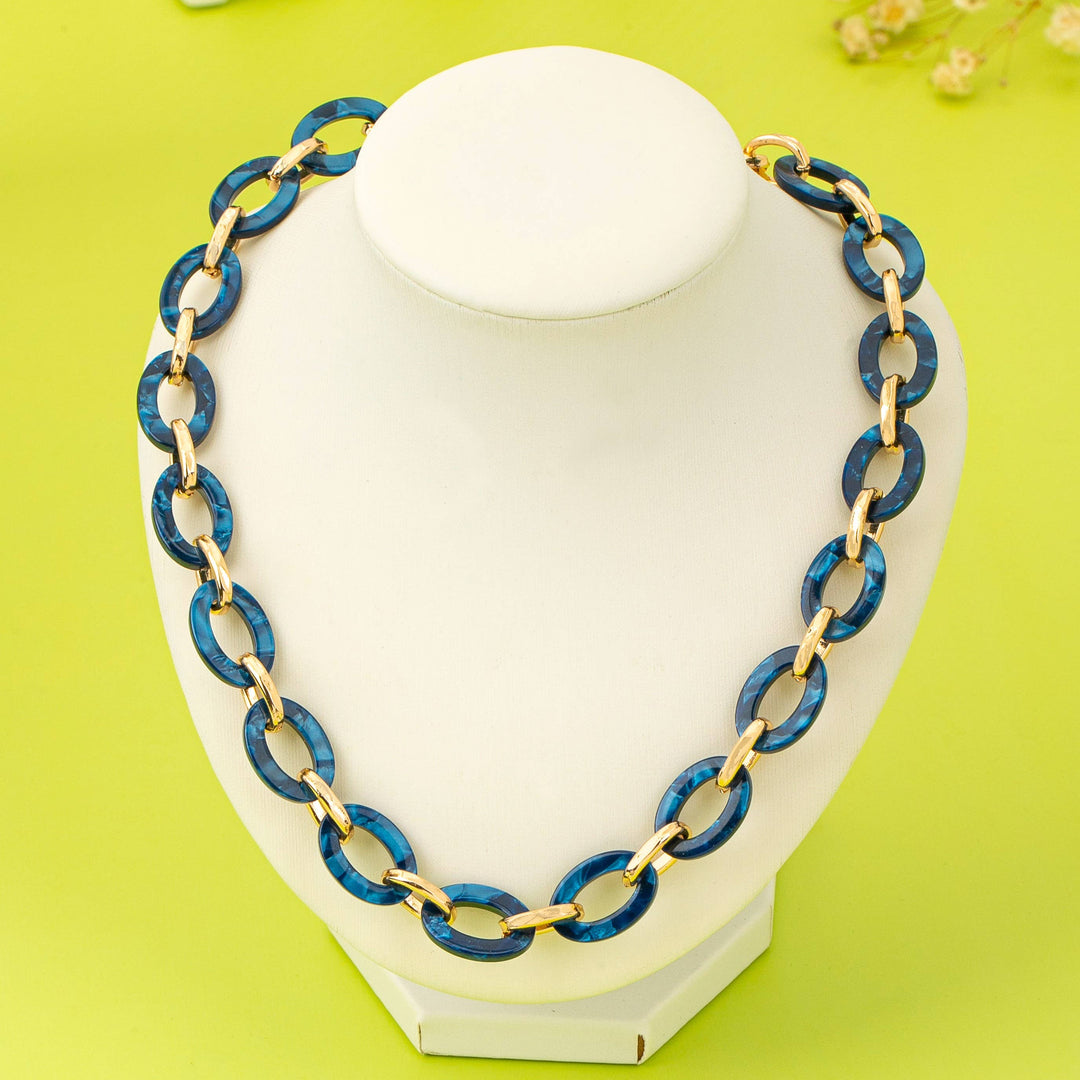 Accessories, Necklaces - Chunky Bold Resin Link Necklace | 80N92983 - BLUE - Cultured Cloths Apparel