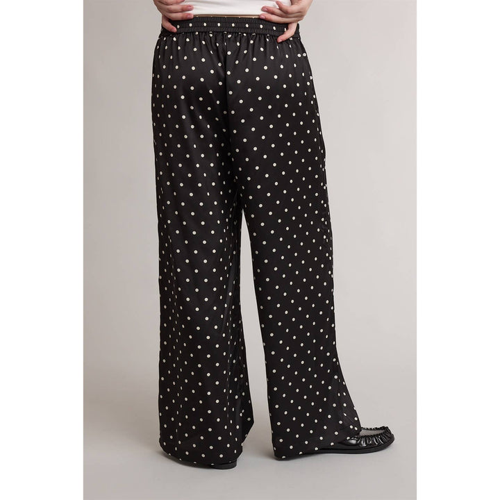 SATIN POLKA DOT WIDE LEG PANTS