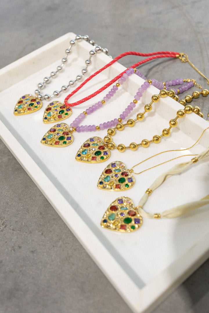 Accessories, Necklaces - Confetti Heart Necklace - - Cultured Cloths Apparel